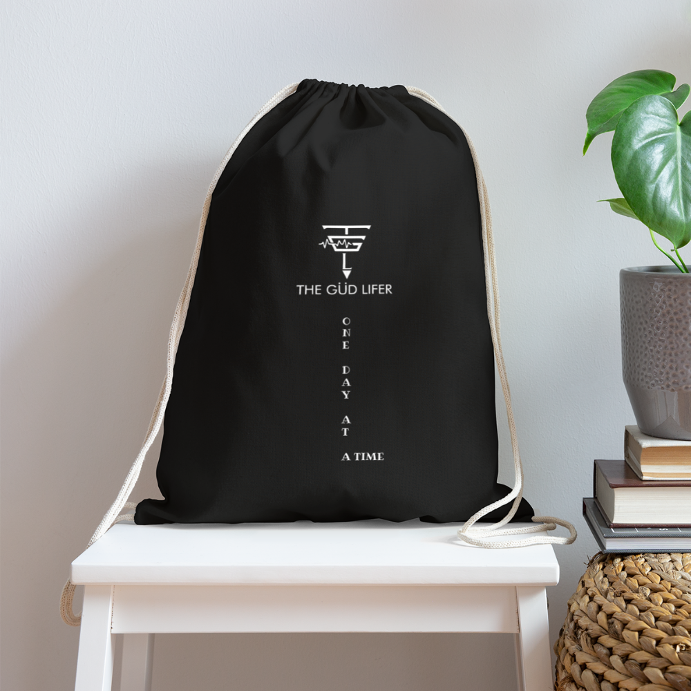 ONE DAY Cotton Drawstring Bag - black