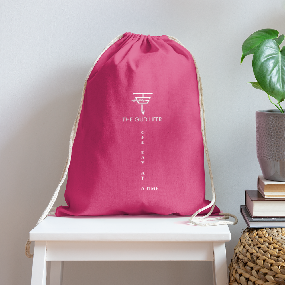 ONE DAY Cotton Drawstring Bag - pink