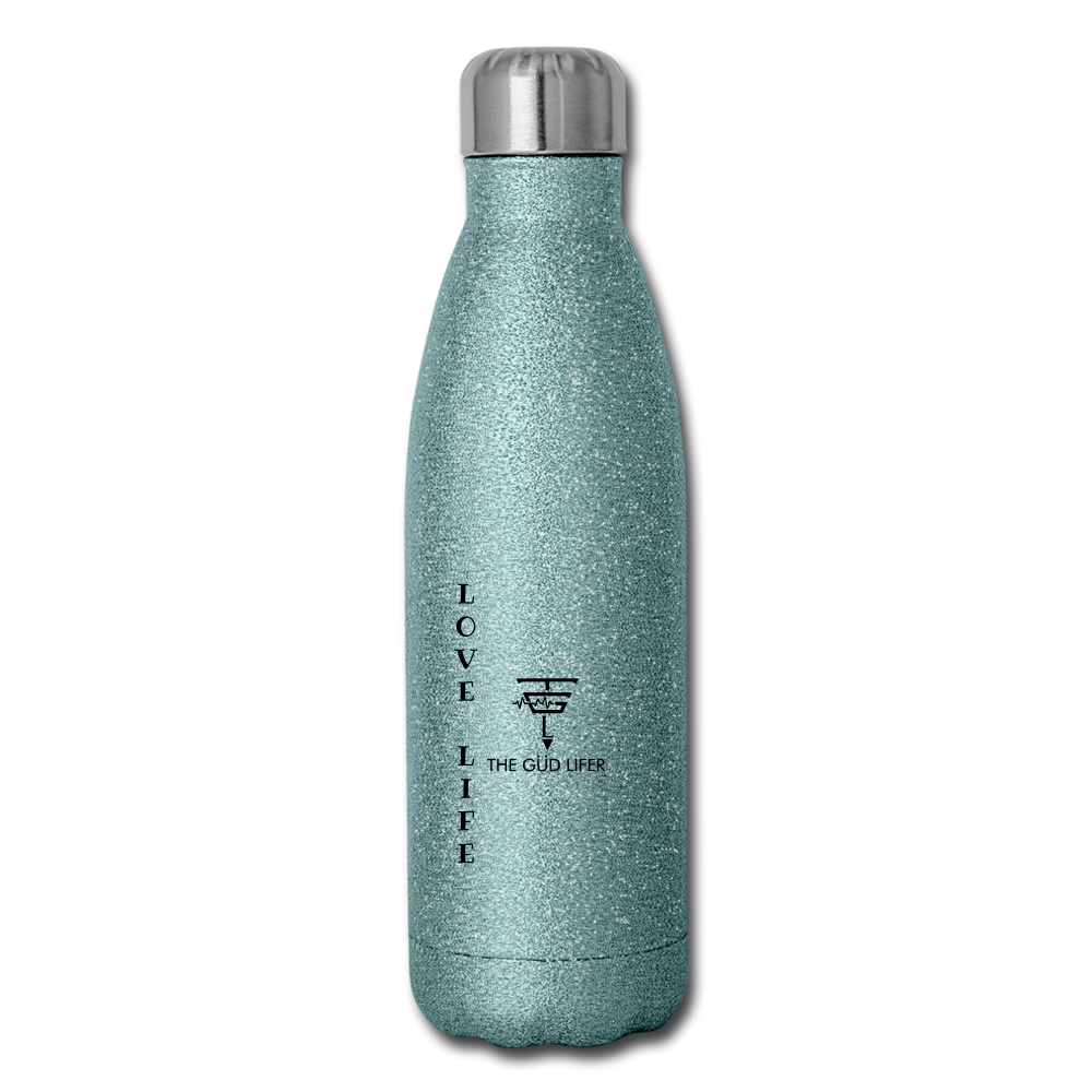 LOVE LIFE Insulated Stainless Steel Water Bottle - turquoise glitter