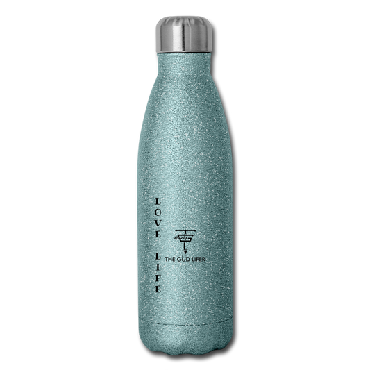 LOVE LIFE Insulated Stainless Steel Water Bottle - turquoise glitter