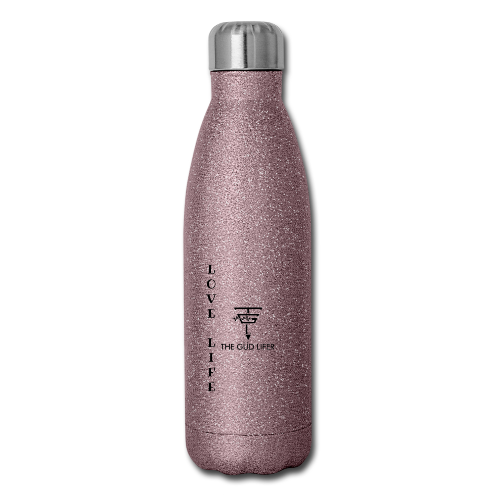 LOVE LIFE Insulated Stainless Steel Water Bottle - pink glitter