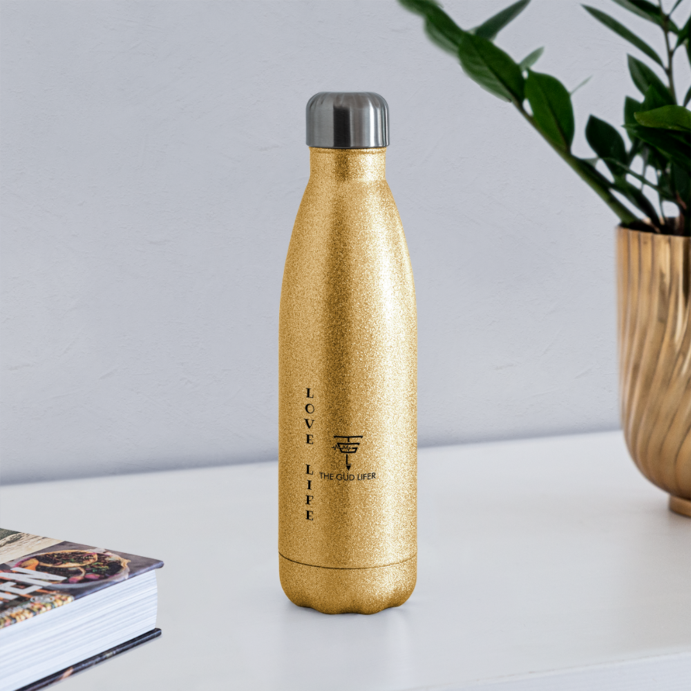 LOVE LIFE Insulated Stainless Steel Water Bottle - gold glitter