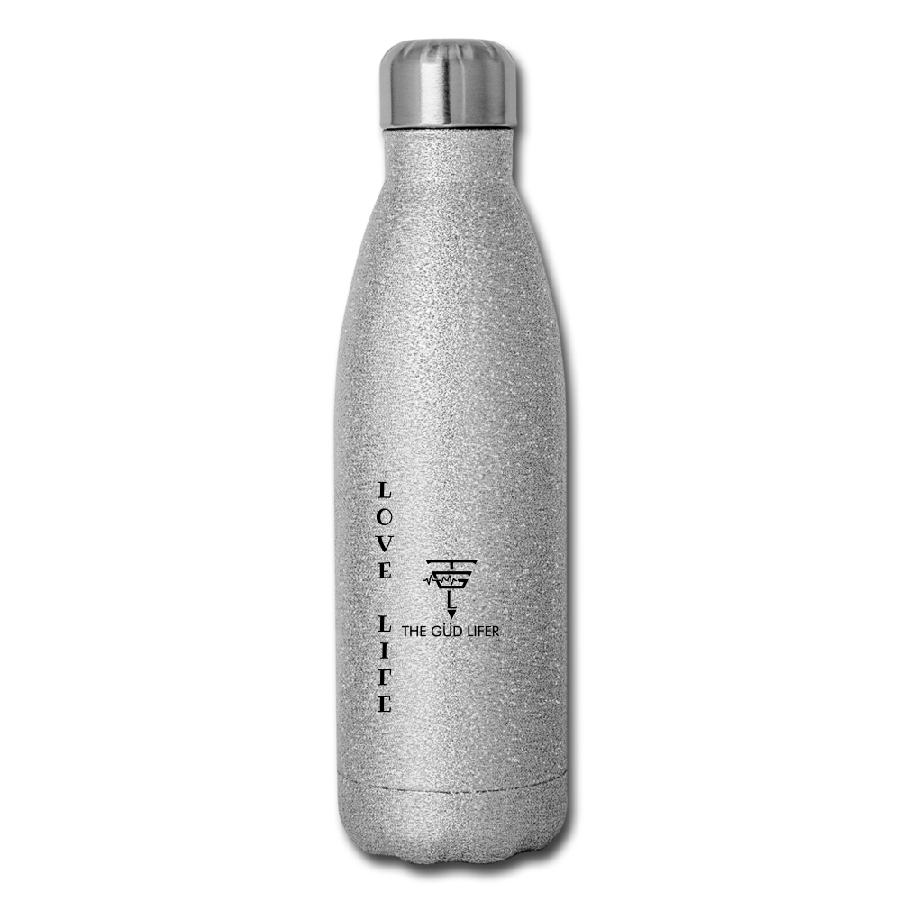 LOVE LIFE Insulated Stainless Steel Water Bottle - silver glitter